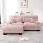 Cloud Corner Sofa, Double Sofa with Lumbar & Decorative Pillows, Ottoman, Chenille Pink