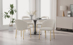 Dining Chairs Set of 4 with Gold Legs, Beige Chenille