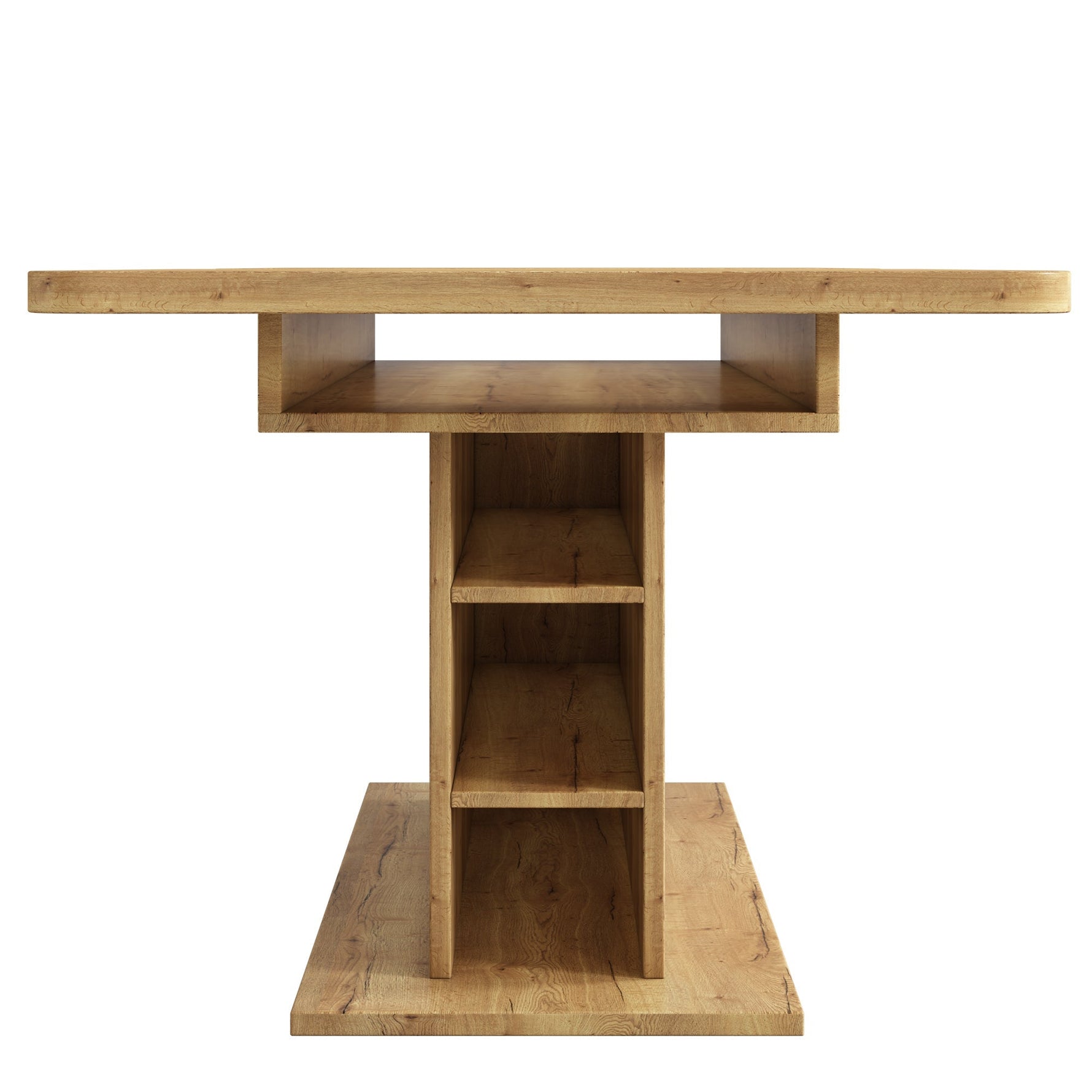 Extendable Dining Table Rectangular L110/130xW70xH75 with Storage Space-Saving Iron Frame - Natural