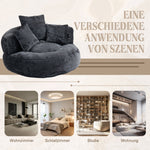 Lazy Sofa High Back Beanbag Chair with Three Cushions, Indoor/Outdoor, Black Chenille