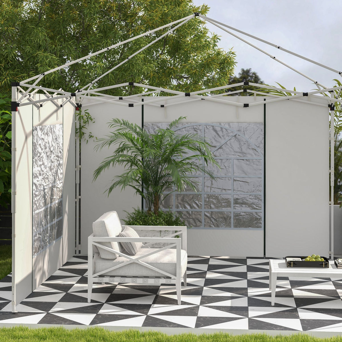 Pavilion Side Panels, Set of 2, Window & Door, Oxford, White