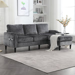 Sofa, 4-Seater with Footstool & Storage, Velvet