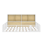 Fence Daybed Platform Bed 140x200cm with Storage, White Metal