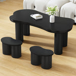 Irregular Bench Coffee Table, 2 Small Stools 16x42x24.5cm, Black