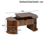 Modern Height-Adjustable Coffee Table with Storage and Sliding Doors, Wood