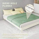 Modern Minimalist Bed Frame 140x200cm with Mattress, Beige Velvet
