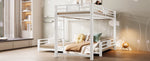 L-Shaped Bunk Bed with 90x200 and 140x200 Metal Frame, White
