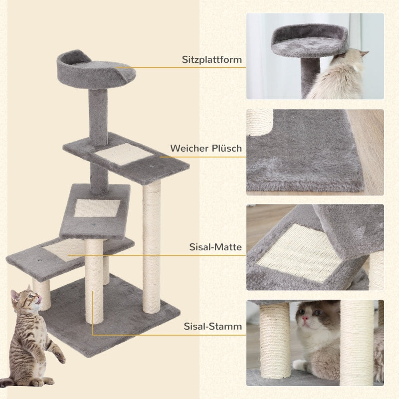 Climbing Tree Cat Tree, 5 Layers, Beige Grey