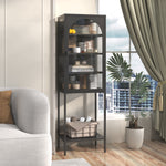 Metal & Glass Display Cabinet 5-Tier 3 Adjustable Shelves 160x50x35cm - Iron