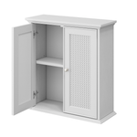 Bathroom Cabinet, Wall-Mounted with Basket Doors & Adjustable Shelves, White