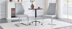 Dining Chairs Set of 2 with High Backrest and Diamond Pattern, Light Grey PU Leather