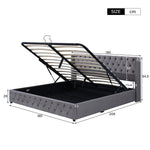 Upholstered Bed 180x200cm Double Hydraulic Lift Storage Ear-Shape Velvet Grey