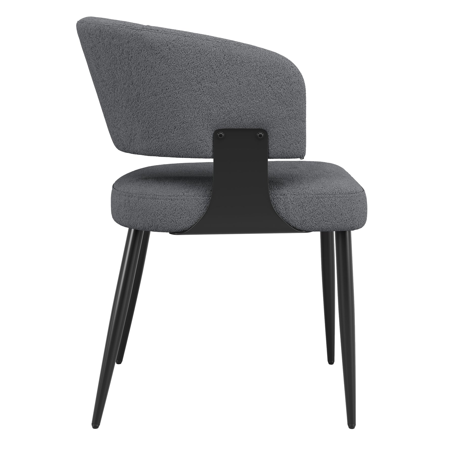 Dining Chair Set of 6, Ergonomic Design with Curved Backrest, Beige/Grey Flannel