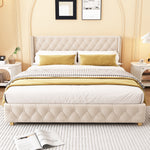 Upholstered Bed 180x200cm with Headboard Light Beige Velvet
