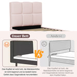 Upholstered Bed 90x200cm with Storage & USB Port, Pink Velvet