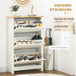 Shoe Cabinet Rack 3 Flaps 18 Pairs, Space-Saving, White Natural