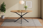 Dining Table Oval 120x80cm 4-6 Seater Metal Legs - Natural