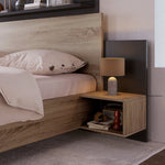 Double Bed Frame Set 160x200cm Modern 2 Bedside Tables, Sonoma Oak/Dark Grey Wood