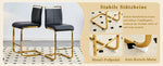 Bar Stools Set of 2 Nordic Style Gold Metal Legs - Black Faux Leather