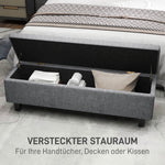 Storage Bench Upholstered with Wooden Legs 138x40x45cm, Dark Grey Linen