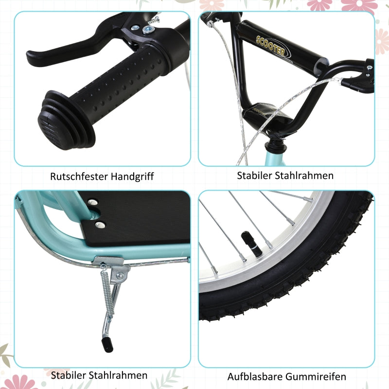 Children's Scooter with Brake and Height Adjustable Lightweight Frame, Light Blue
