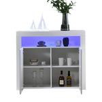 Chest of Drawers Sideboard - High Gloss LED Storage TV Stand - White