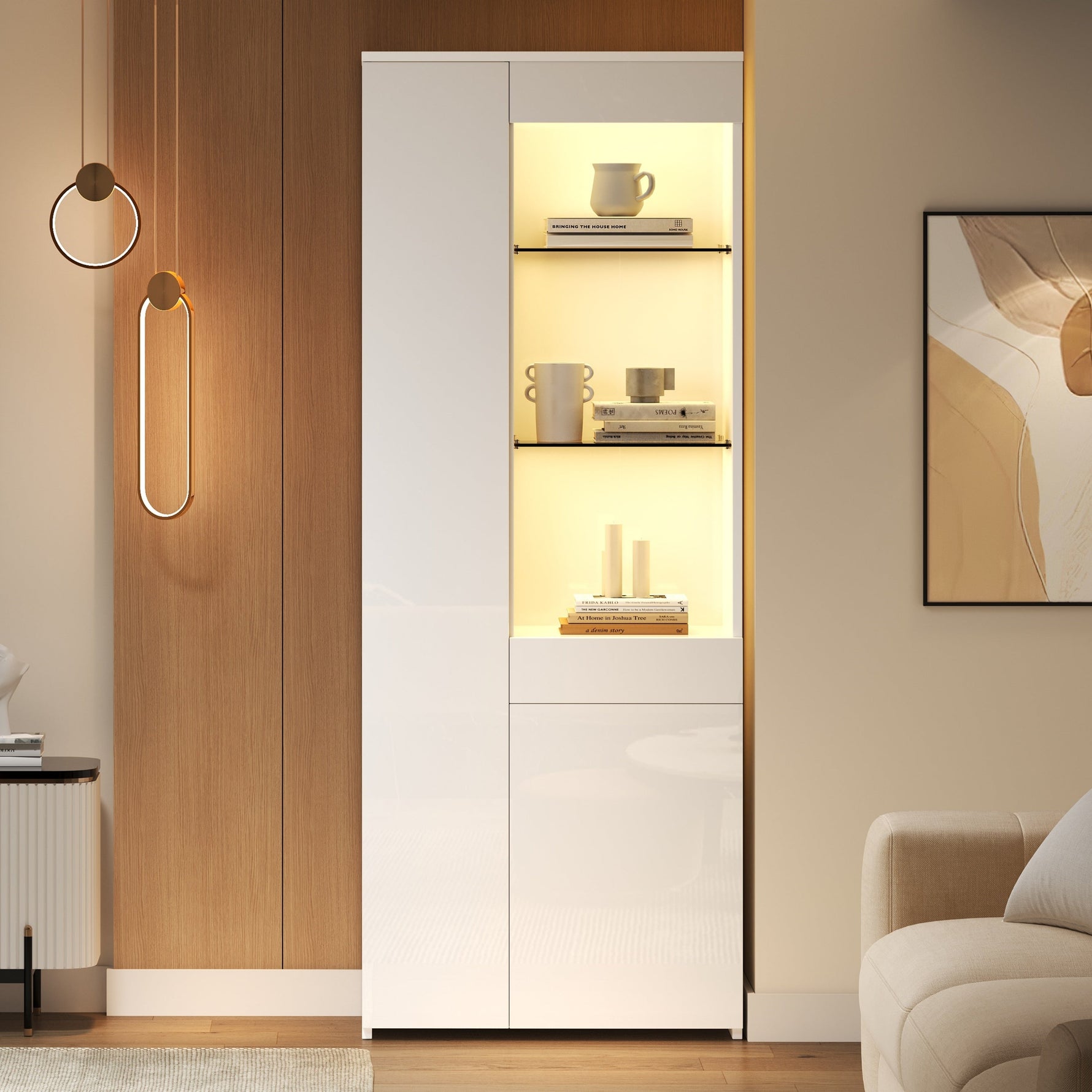 Display Cabinet 70x35x180cm LED Glass High-Gloss