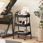 Serving Cart with 3 Levels, Wheels & Brake, Black