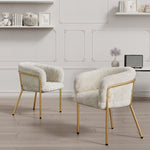 Leisure Chair, Single Dressing Dining Chair with 4 Metal Legs, Imitation Rabbit Down Beige