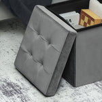 Folding Storage Stool with Storage Box, Foam, MDF, Grey