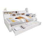 Daybed with Storage Drawers and Shelves, 140x200 cm, White