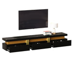 Lowboard TV Cabinet, Modern Marble Look with 3 Drawers, for up to 90-inch TVs