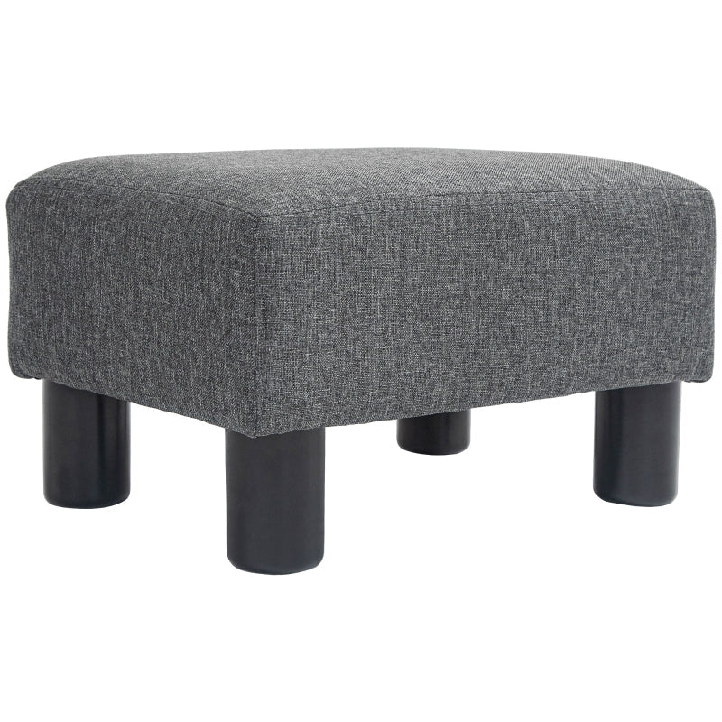 Stool, Modern Footstool Ottoman, Dark Grey Linen-Look