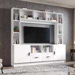 TV Wall Unit Set 180x170cm Display Cabinet 2 Cabinets 2 Drawers for 60" TV - White