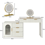 Modern Dressing Table with LED Mirror & Glass Top, White