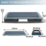 Aerobic Step Platform 110cm Adjustable Height with 4 Risers Home Gym Gray