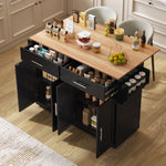 Serving Trolley 120cm Folding Tabletop Casters Wood Legs Black
