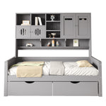 Wooden Sofa Bed 90x200 cm with Large Storage Drawer, Grey