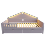 Children's Bed with LED Light Strip and Storage Drawers, 90x200 cm, Grey