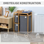 Laundry Basket, Platform Laundry Collector with 3 Removable Bags, Grey+Natural Bamboo