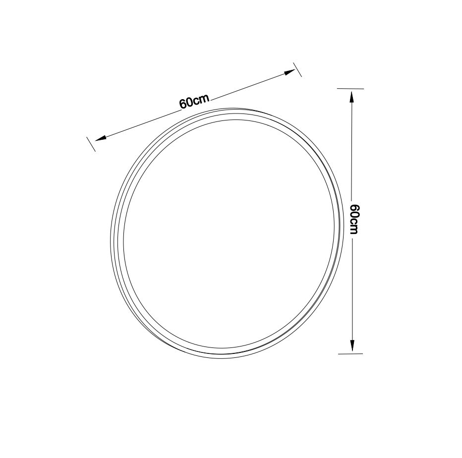 Round LED Bathroom Mirror, 60x60cm Dimmable Fog-Free Glass
