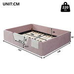 Upholstered Bed 140x190cm with Safety Rails, Pink Velvet