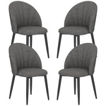 Dining Chairs, Set of 4 Armless Steel Legs, Velvet Look Grey