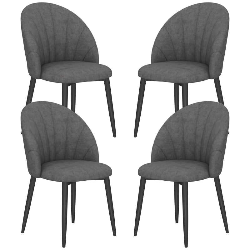 Dining Chairs, Set of 4 Armless Steel Legs, Velvet Look Grey