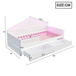 Children's Bed 90x200 cm with LED Light Strip and Storage Drawers, White