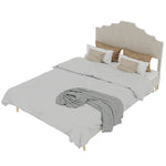 Modern Soft Bed 160x200cm Comfortable Headboard - Beige