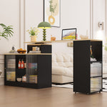Extendable Bar Table Movable Swivel Storage Black