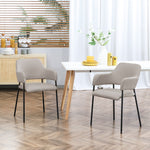 Dining Chairs Set of 2, Upholstered Steel Legs, Beige