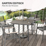 Garden Table Dining Table 4 People Umbrella Hole Slatted Frame HDPE Dark Grey