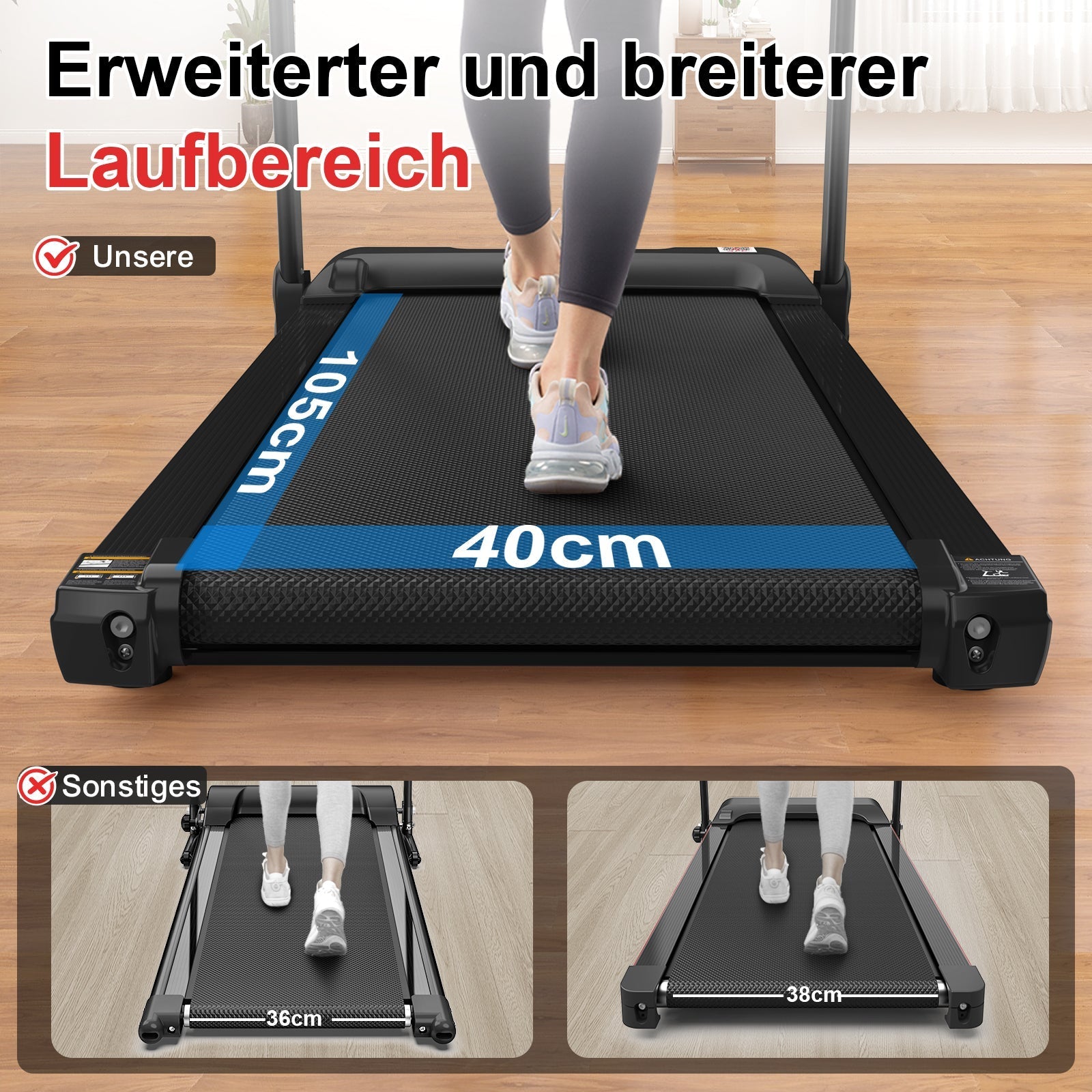 Treadmill Foldable LED Max 120kg 12km/h Tablet Holder